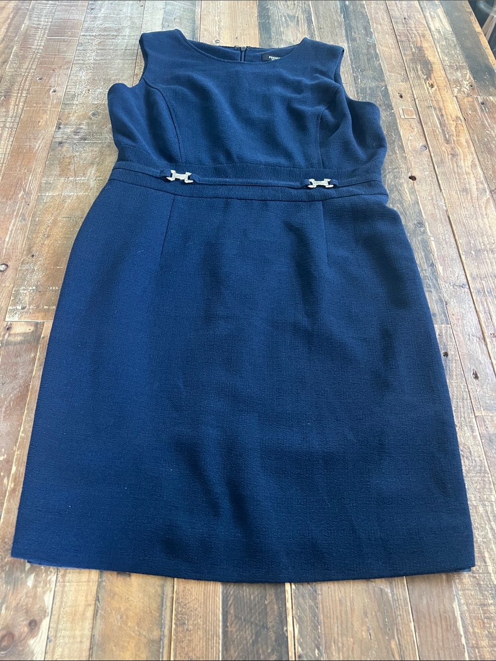 Premise Navy Pencil Skirt with Decorative Waist Hardware
